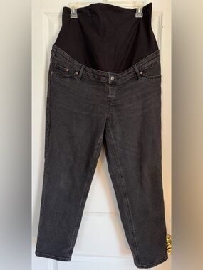H&M MAMA Black Wash Straight Ankle Maternity Jeans Size Large